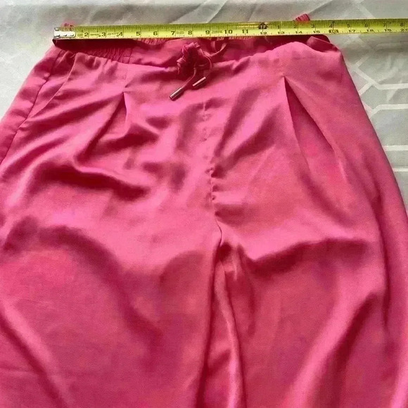 Rachel Roy Pleated silky hot pink wide leg trousers size large - Picture 6 of 7